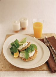 Corn, Coconut and Herb Fritters with Avocado and Rocket