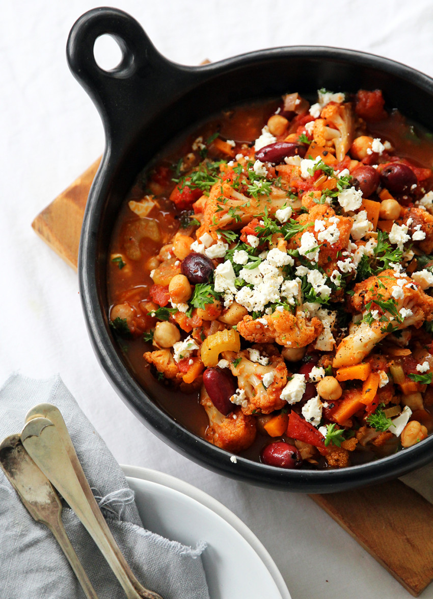 Greek Cauliflower, Olive and Chickpea Stew